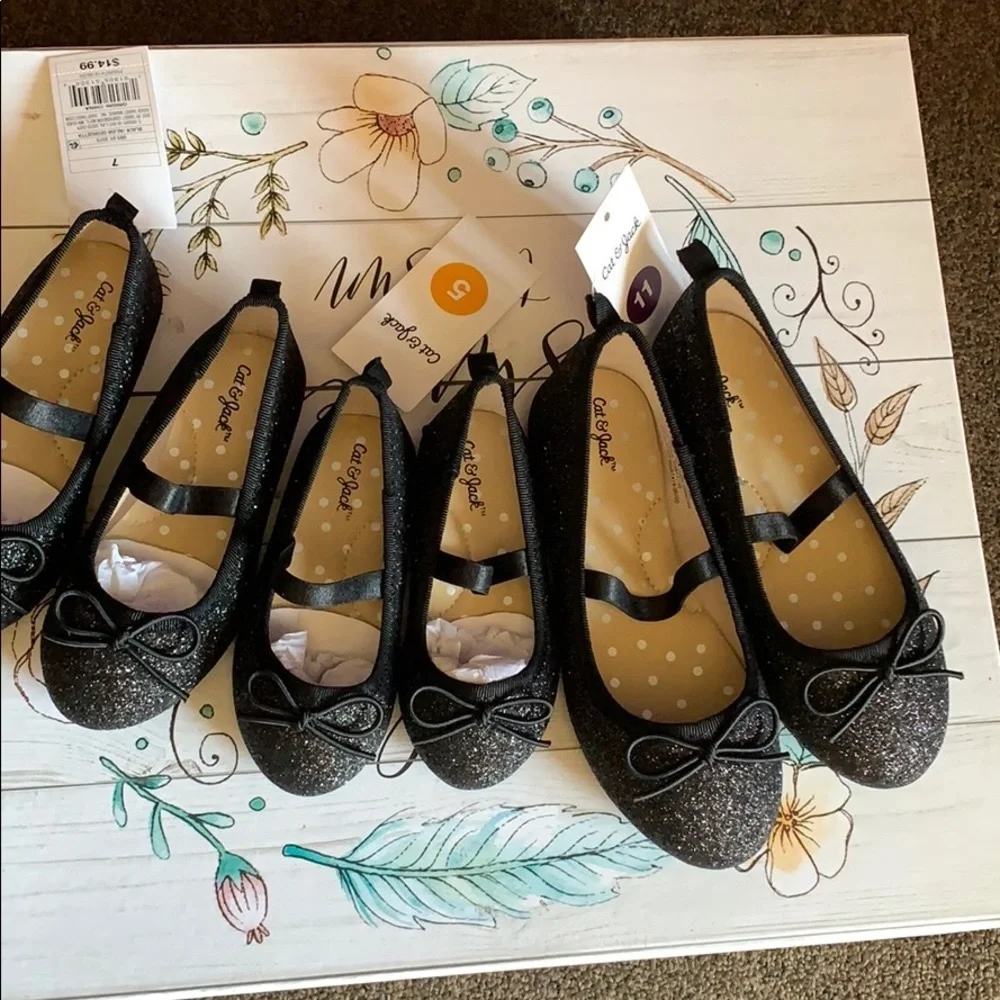 Cat‎ & Jack sparkle little girls ballerina shoes